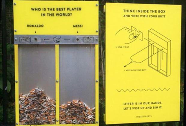 ایده جالب جمع آوری سیگار با رای دادن به مسی و رونالدو!+ عکس