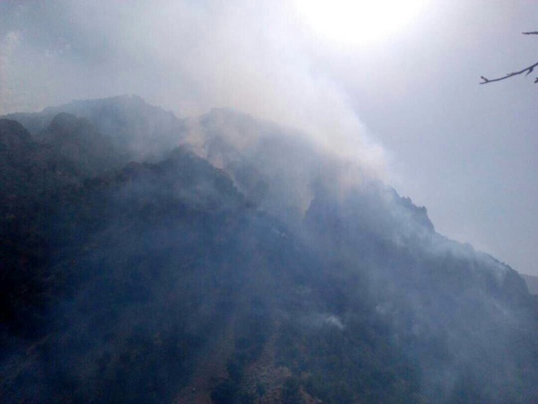 آتش در کوه‌های استان خوزستان و کهگیلویه و بویر احمد همچنان شعله ور است + عکس