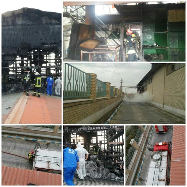 آتش سوزی در کارخانه تولید خوراک دام در رشت و انتقال یک نفر به بیمارستان
