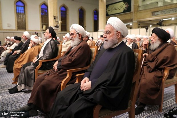 حضور حسن روحانی در دیدار اعضای مجلس خبرگان با رهبر معظم انقلاب