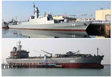 پایگاه شناوری «کردستان» و ناوشکن «سهند» به نیروی دریایی ارتش ملحق شدند + عکس