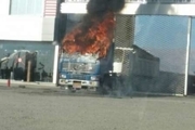 حریق رخ داده در کابین کامیون توسط آتش نشانان زنجان اطفا شد