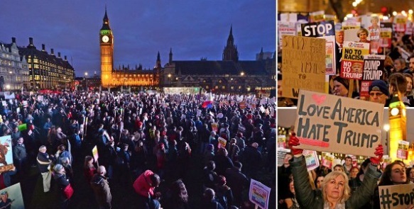 میدان پارلمان انگلیس در اشغال معترضان ضد ترامپ+ تصاویر

