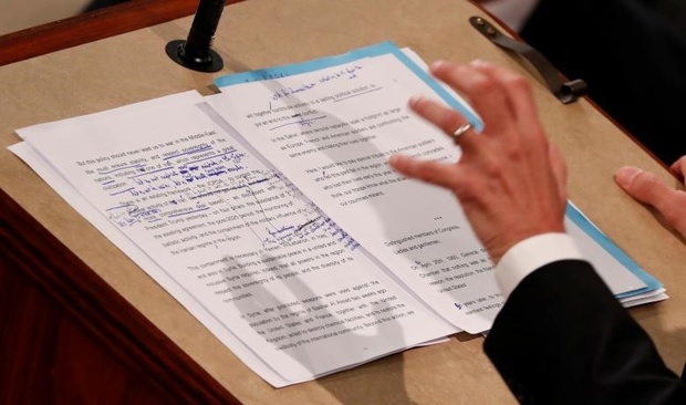 متن خط خطی سخنرانی رئیس‌جمهور فرانسه در کنگره آمریکا! + عکس