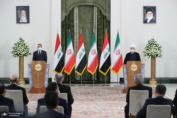 روحانی: در کنار ملت عراق برای ثبات و امنیت منطقه تلاش می کنیم | الکاظمی: اجازه نمی‌دهیم هیچ گونه تهدیدی از خاک عراق متوجه ایران باشد