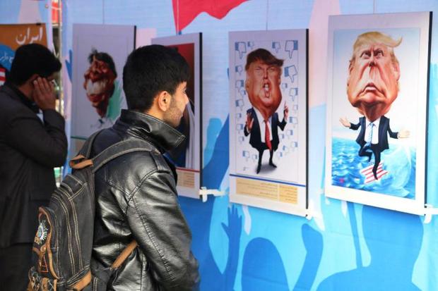 نمایشگاه کاریکاتور «ترامپیسم» در همدان دایر شد