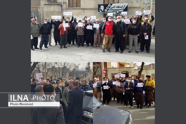 تجمع کارگران ساختمانی شهر سقز در اعتراض به وضعیت سهمیه بیمه + عکس