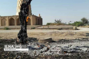 آتش سوزی در حریم تاریخی یعقوب لیث دزفول  سوختن درختان کهنسال و مقابر