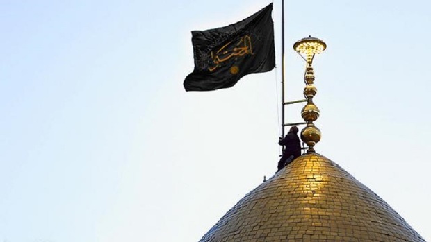 پرچم عزا بر گنبد بارگاه حضرت عبدالعظیم (ع) به اهتزاز در آمد