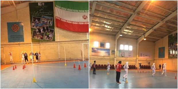 تصویری از تمرین تیم‌ملی فوتسال بانوان برای حضور در رقابت های ترکمنستان 
