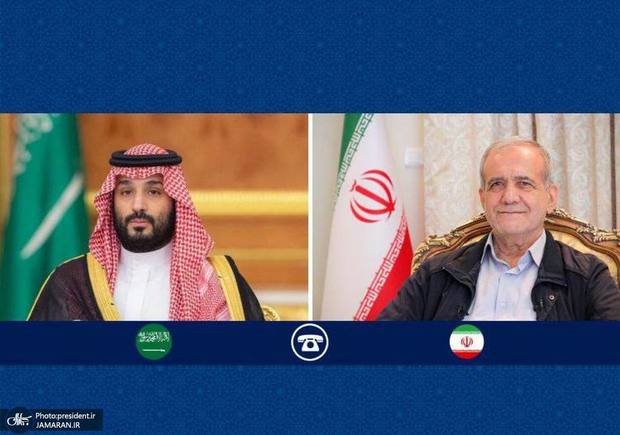 گفت‌وگوی تلفنی رئیس جمهور ایران و ولیعهد عربستان به مناسبت عید قربان/ پزشکیان: ایران مصمم به تحکیم مناسبات و تعمیق همکاری‌ها با همه کشورهای اسلامی به ویژه عربستان است/ محمد بن سلمان: گام‌های برداشته شده در تقویت مناسبات دو کشور مهم و ارزشمند است
