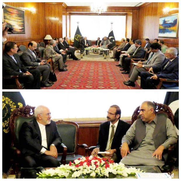 دیدار ظریف با رئیس مجلس پاکستان + عکس