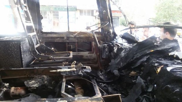 فوت چهار نفر در آتش‌سوزی مینی‌بوس در تهران 