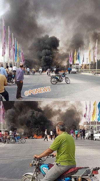برازجان؛ از بستن تا بازگشایی جاده توسط معترضین+عکس