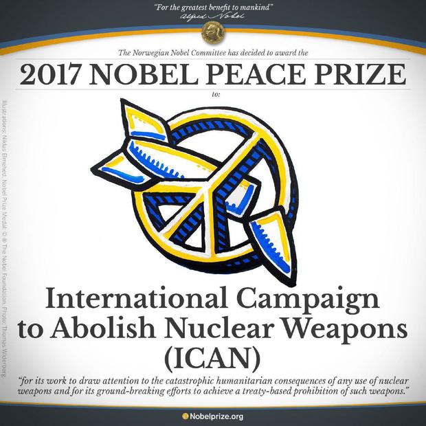جایزه صلح نوبل امسال به «کمپین نابودی سلاح‌های هسته‌ای» رسید