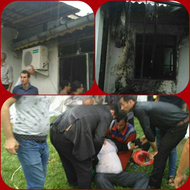 مهار آتش سوزی یک خانه مسکونی در تالش با مصدومیت آتش نشان