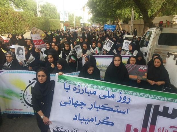 راهپیمایی 13 آبان با شعار مرگ بر آمریکا در شمال خوزستان برگزار شد