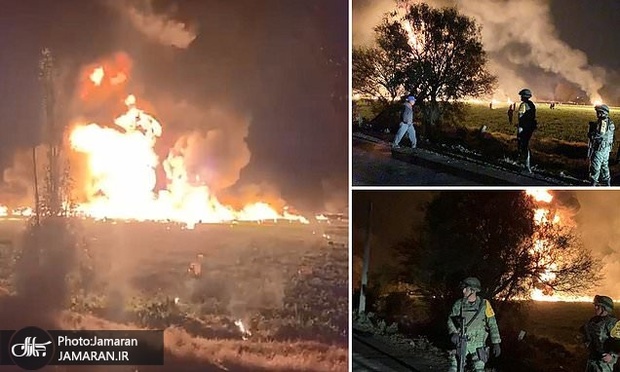 تصاویر/ انفجار خط لوله مکزیک و گرفتاری سارقان سوخت در شعله های آتش