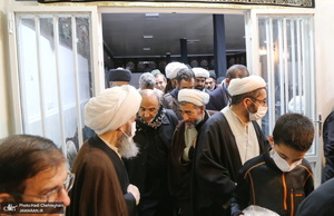عزاداری شهادت حضرت فاطمه(س) در بیت آیت الله دوستی زنجانی با حضور سید حسن خمینی