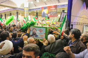 مراسم استقبال و وداع با پیکر مطهر شهید علی لاریجانی در قم