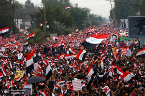 تظاهرات میلیونی مردم بغداد برای اخراج تروریست های آمریکایی