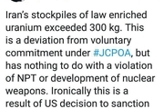 عبور ذخایر اورانیوم ایران از 300 کیلوگرم نتیجه تصمیمات آمریکا برای تحریم ایران است