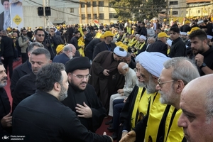 حضور علی لاریجانی در مراسم اولین سالگرد شهادت سید حسن نصرالله (ره)