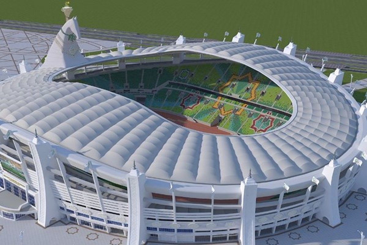 تصویری از استادیوم المپیک ترکمنستان با طراحی ویژه
