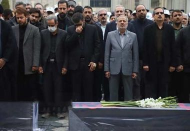 پیکر همسر و فرزند سقاب اصفهانی معاون رئیس‌جمهور تشییع شد + عکس