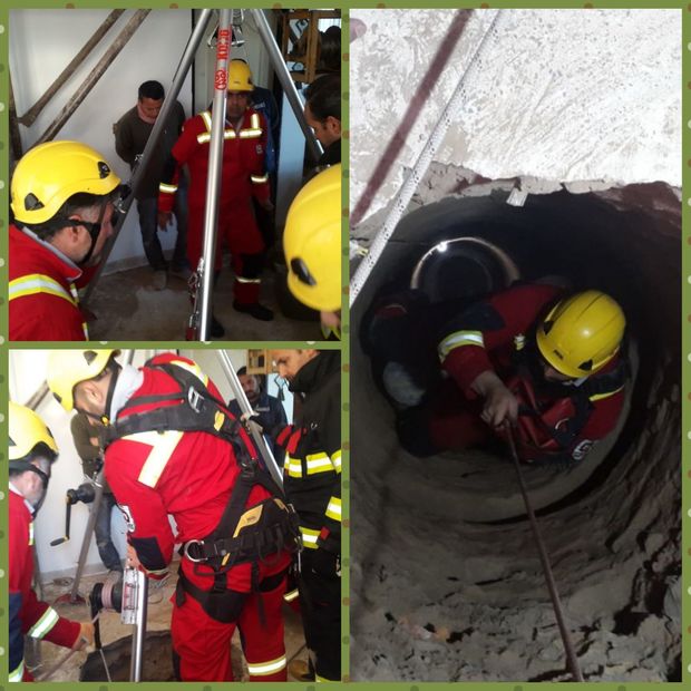 نجات کارگر مقنی ورامینی از عمق چاه 20 متری