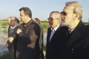 علی لاریجانی رئیس مجلس از مناطق سیل‌زده شرق مازندران بازدید کرد
