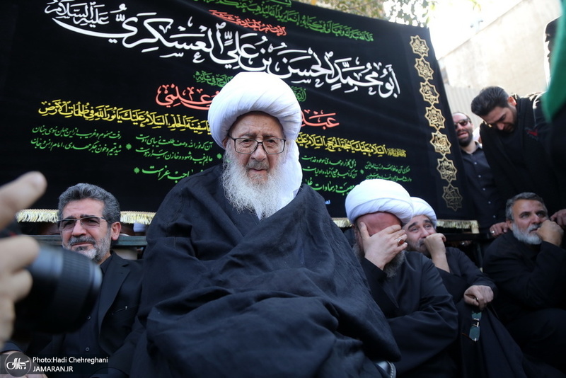 دسته عزاداری شهادت امام عسکری(ع) با حضور آیت العظمی وحید خراسانی