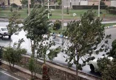 باد به نسبت شدید در قزوین وزیدن می گیرد