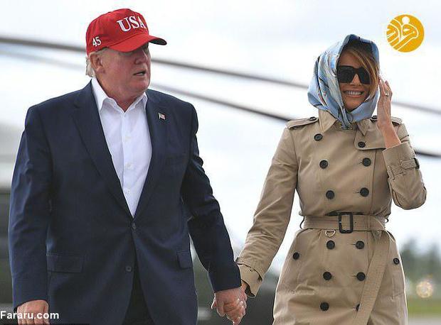 عکس/ ملانیا ترامپ روسری به سر کرد