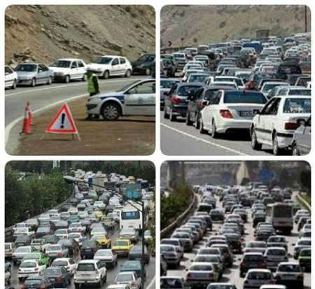 ترافیک سنگین در جاده کرج - چالوس و آژادراه تهران-کرج-قزوین