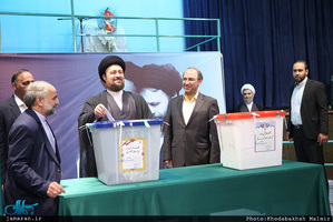 حضور سید حسن خمینی در پای صندوق رای