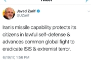 ظریف: توان موشکی ایران از شهروندانش در دفاع مشروع و قانونی حمایت می کند
