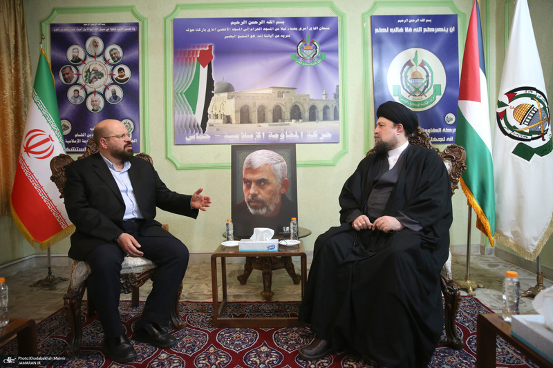 حضور سید حسن خمینی در دفتر نمایندگی جنبش مقاومت اسلامی فلسطین (حماس)