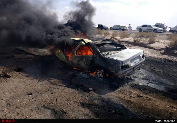 2 کشته در آتش سوزی خودروی پژو پارس در محور دلگان-ایرانشهر