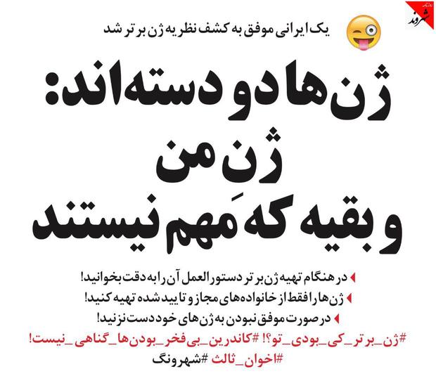 یک ایرانى موفق به کشف نظریه ژن برتر شد! "طنز"