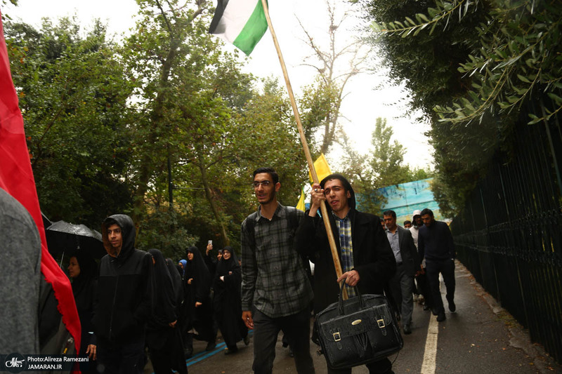 تجمع اعتراضی دانشجویان در دانشگاه تهران به جنایات رژیم صهیونیستی