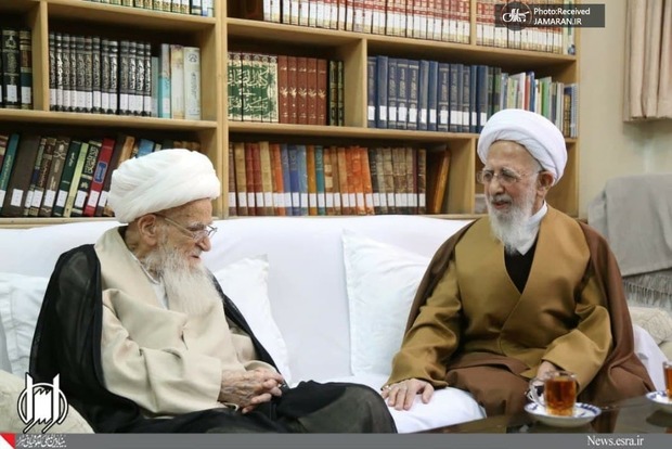 دیدار آیت الله العظمی جوادی آملی با آیت الله العظمی صافی گلپایگانی/ حریم مراجع و بزرگان بایستی محفوظ و صیانت شده باشد