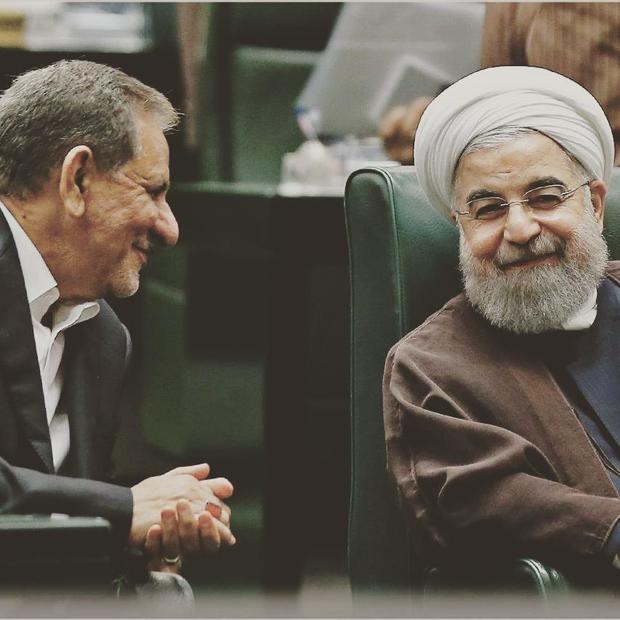 دکتر جهانگیری و رئیس‌جمهور روحانی در مجلس