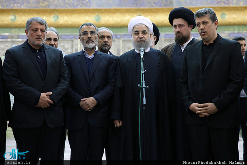 ادای احترام حسن روحانی به امام خمینی و رییس فقید مجمع تشخیص مصلحت نظام