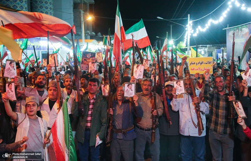 اجتماع عشایر فسا در حمایت از رزمندگان جبهه ی مقابله با دشمن آمریکایی - صهیونی