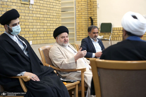 دیدار سرپرست موسسه تنظیم و نشر آثار امام خمینی(ره) با نماینده آیت الله العظمی سیستانی در قم / شهرستانی