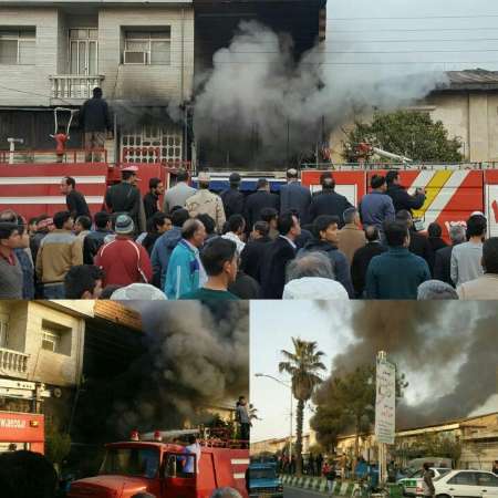 تلاش آتشنشانان 4شهر غرب گلستان برای مهار آتش یک مغازه در بندرترکمن