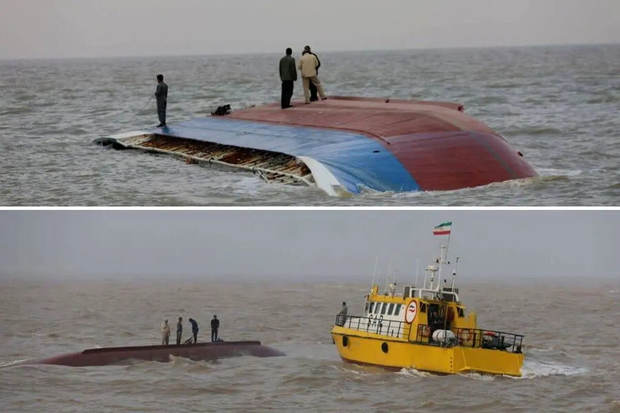 کشف جسد خدمه‌ کشتی واژگون شده در سواحل اروند کنار + عکس