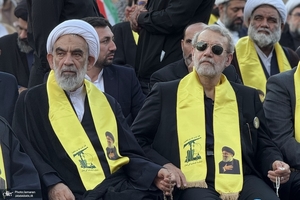 حضور علی لاریجانی در مراسم اولین سالگرد شهادت سید حسن نصرالله (ره)