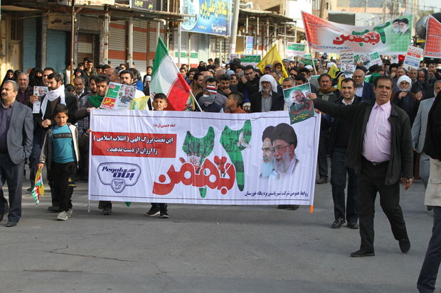 راهپیمایی ۲۲ بهمن در شهرستان شوش برگزار شد